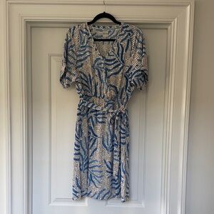 NIC+ZOE Cream and Blue Patterned Mini Dress